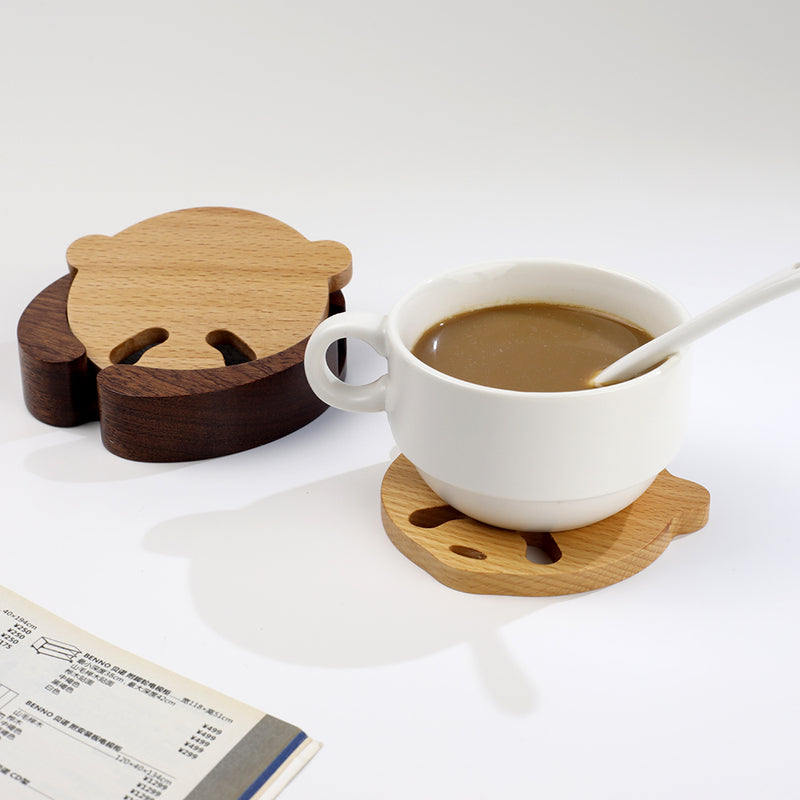 Handcrafted Panda Coaster Set with Stand
