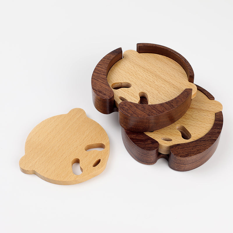 Handcrafted Panda Coaster Set with Stand