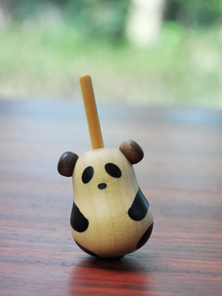 Handcrafted Wood Panda Top with Base