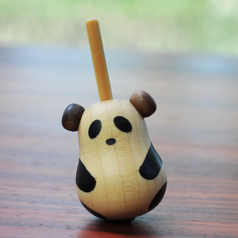 Handcrafted Wood Panda Top with Base