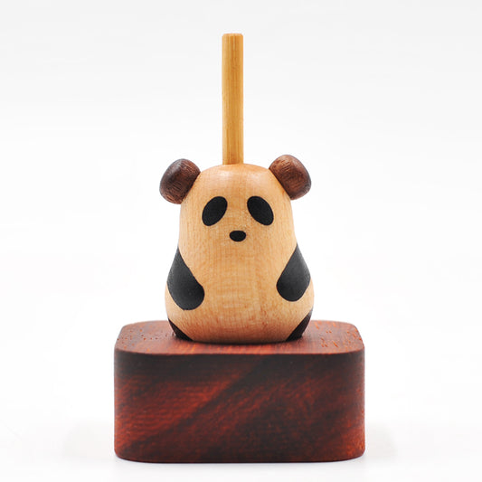 Handcrafted Wood Panda Top with Base