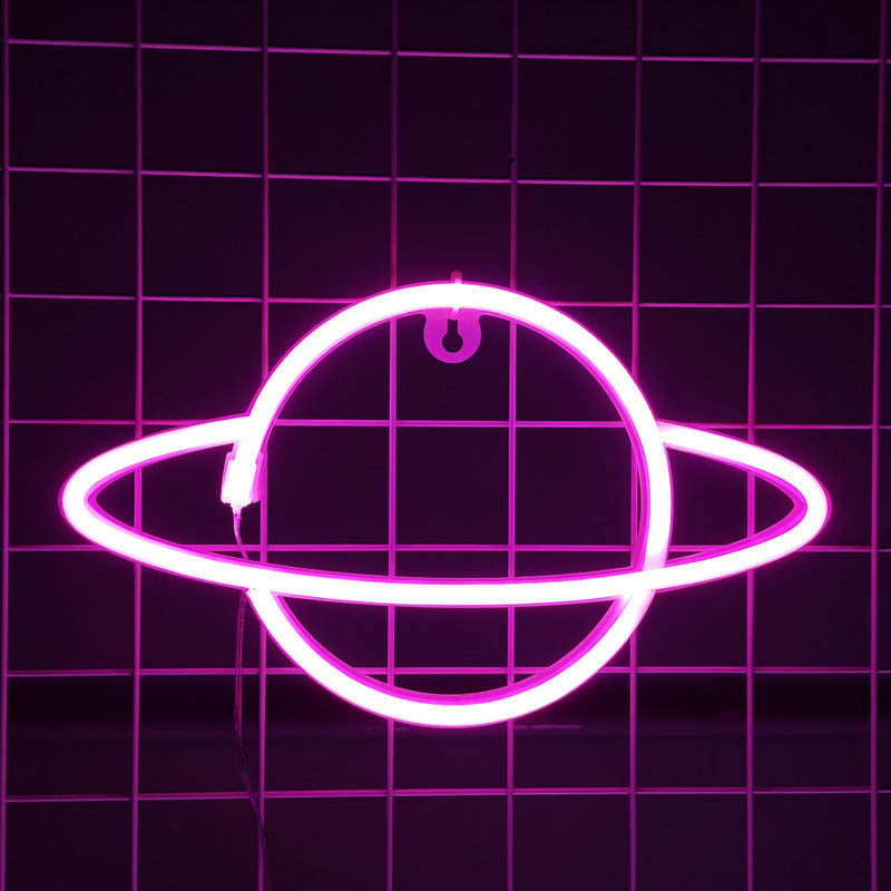 Cute Planet Neon Sign LED Night Lamp Neon Wall Decor Astronomy Gifts (1)