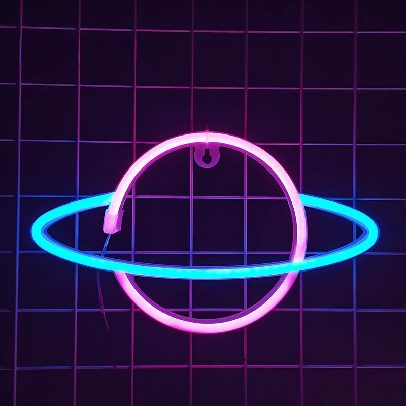 Cute Planet Neon Sign LED Night Lamp Neon Wall Decor Astronomy Gifts (2)