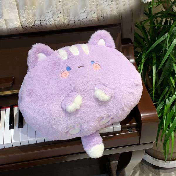 Cute Purple Cat Plush Cushion Kawaii Cat Plushie Pillow Cat Gaming Room Decor (3)