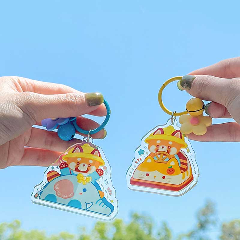 Cute Red Panda Keychain with Kawaii Designs