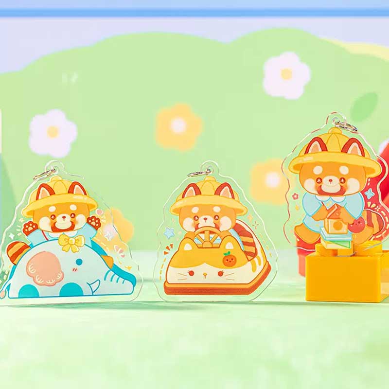 Cute Red Panda Keychain with Kawaii Designs