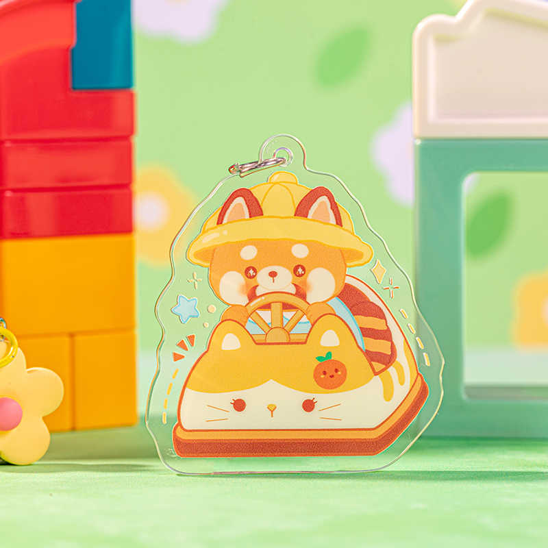 Cute Red Panda Keychain Kawaii Lesser Panda Acrylic Charms (7)