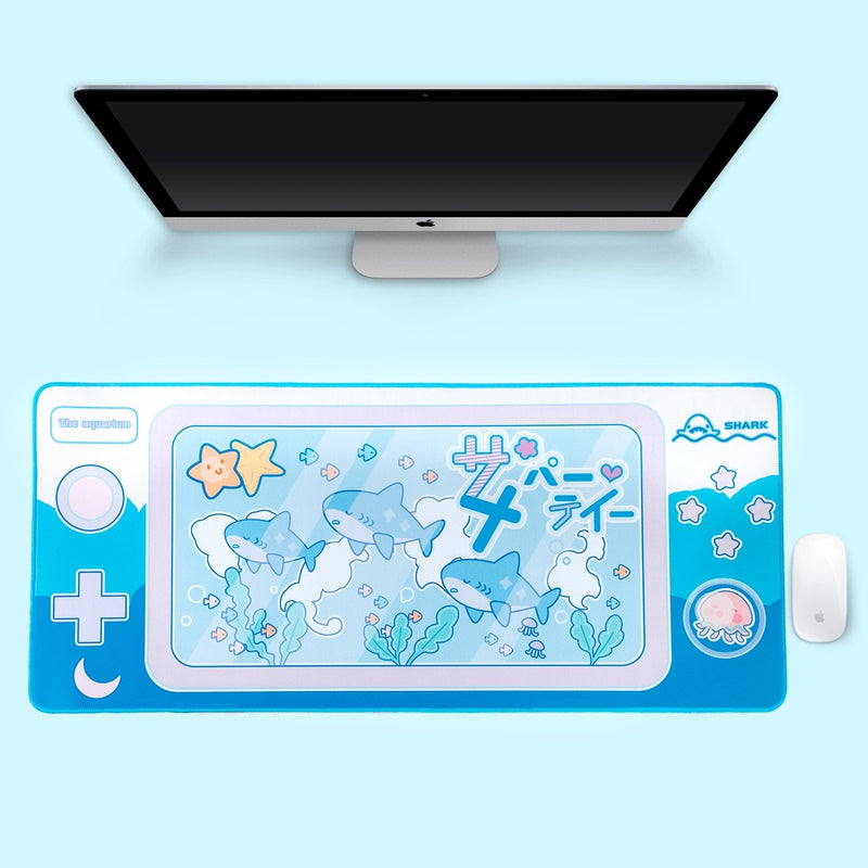 Cute Shark Gaming Desk Mat with Ocean Vibes