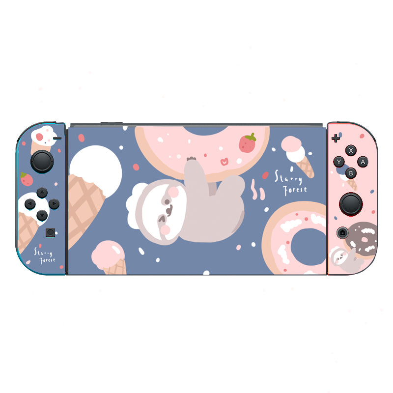Cute Sloth Switch Cover Case Pastel Pink Purple Case for Switch Lite OLED (6)