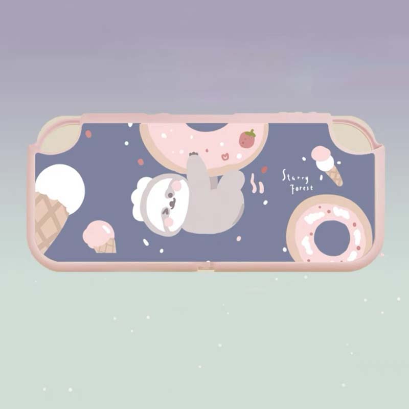 Cute Sloth Switch Cover Case Pastel Pink Purple Case for Switch Lite OLED (7)