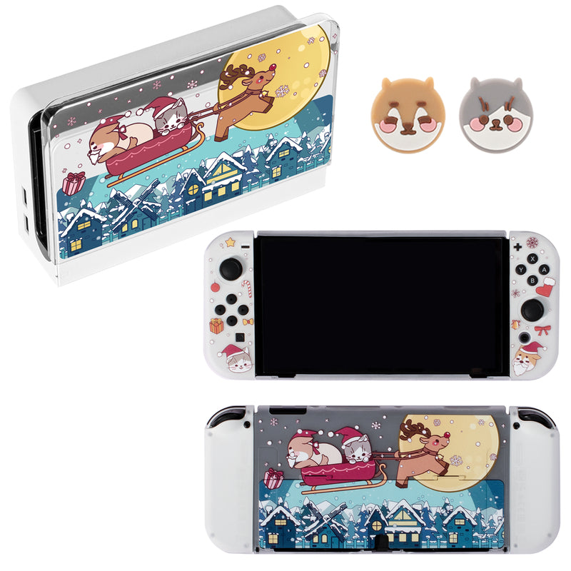 Cute Switch OLED Case Kawaii Hard Shell Protective Case Cute Animal Protective Cover for Switch OLED Model (1)