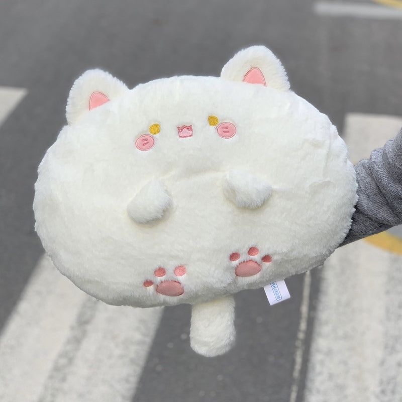 Cute White Cat Plush Cushion Kawaii Cat Plushie Pillow Cat Gaming Room Decor (12)