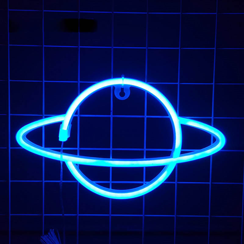 Cute blue Planet Neon Sign LED Night Lamp Neon Wall Decor Astronomy Gifts (4)