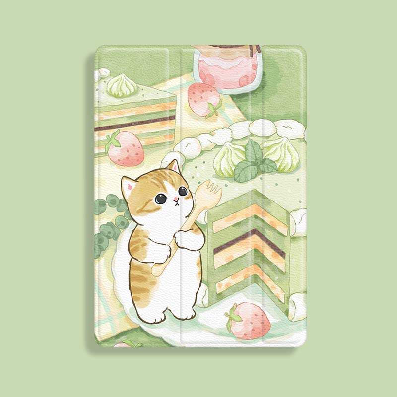 Cute iPad Case Pastel Cat iPad Pro Case Cover Kawaii iPad Mini 6 Folio Cases (2)