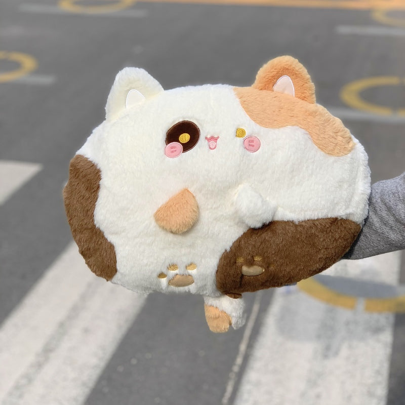 Cute tri-color Cat Plush Cushion Kawaii Cat Plushie Pillow Cat Gaming Room Decor (4)