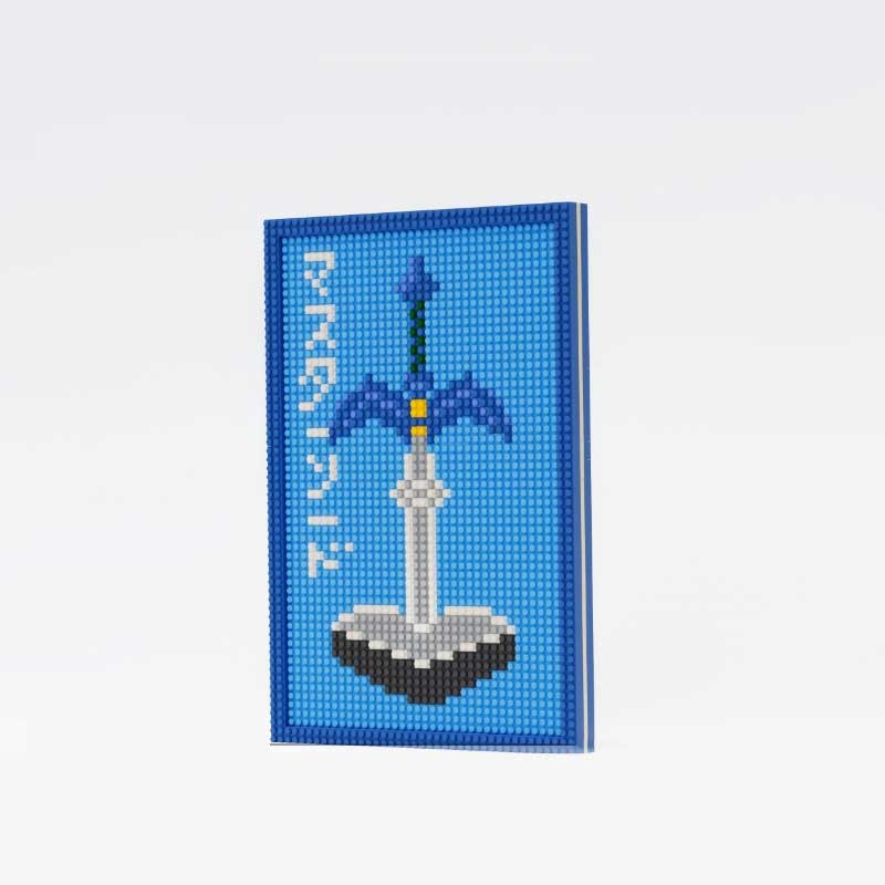 DIY Zelda Master Sword Mini Blocks Zelda Figure Pixelated Zelda Portrait hylian shield Zelda decor (2)