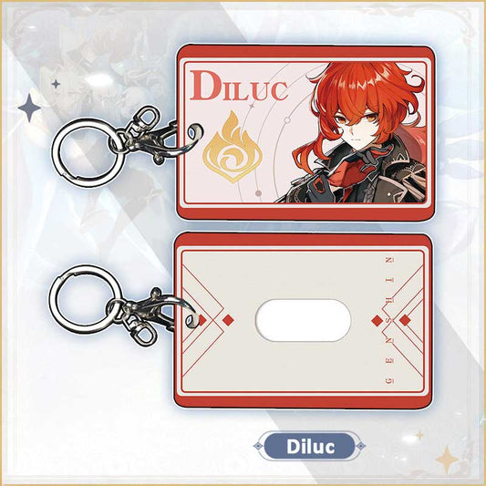 Diluc Genshin Impact Card Holder Genshin Badge Holder Genshin Keychains (1)
