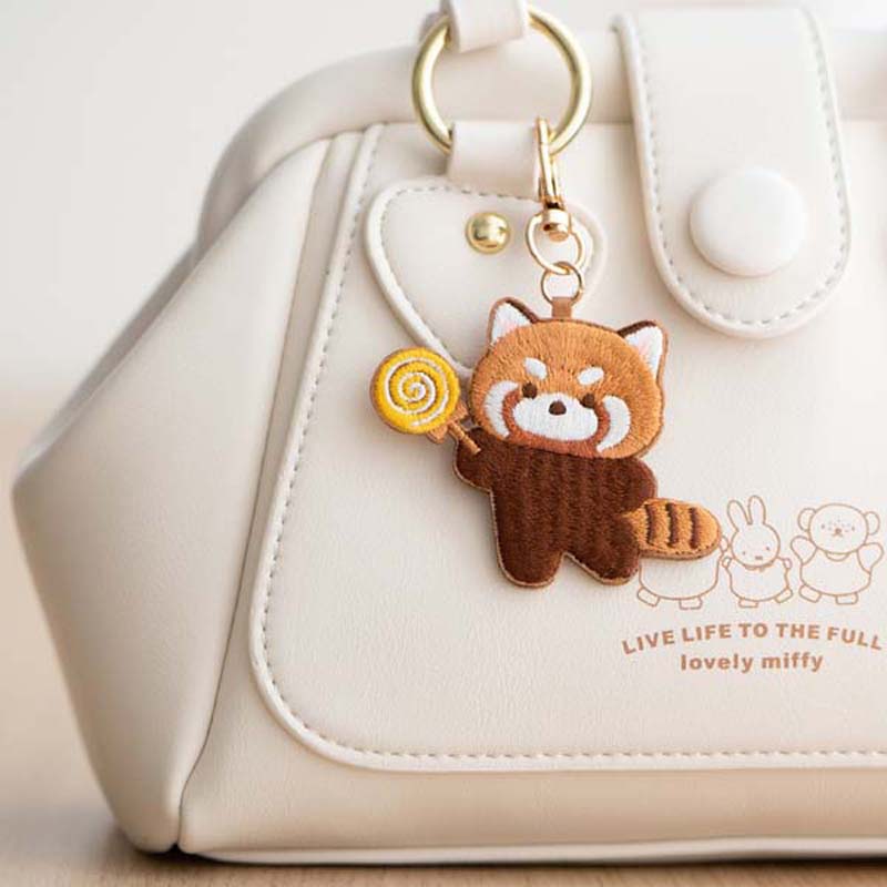 Embroidered Red Panda Keychain: Whimsical Charm