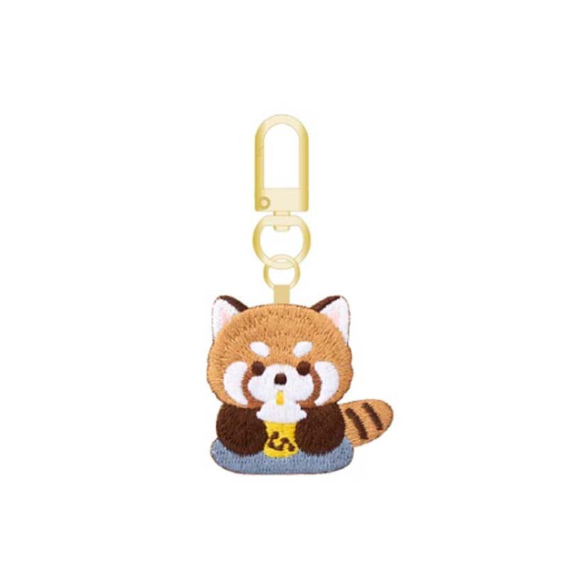 Embroidered Red Panda Keychain Cute Embroidered Lesser Panda Key Rings (3)