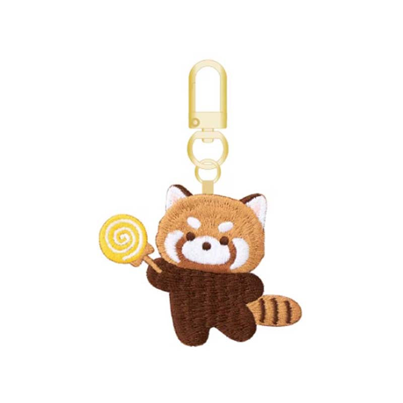Embroidered Red Panda Keychain Cute Embroidered Lesser Panda Key Rings (4)
