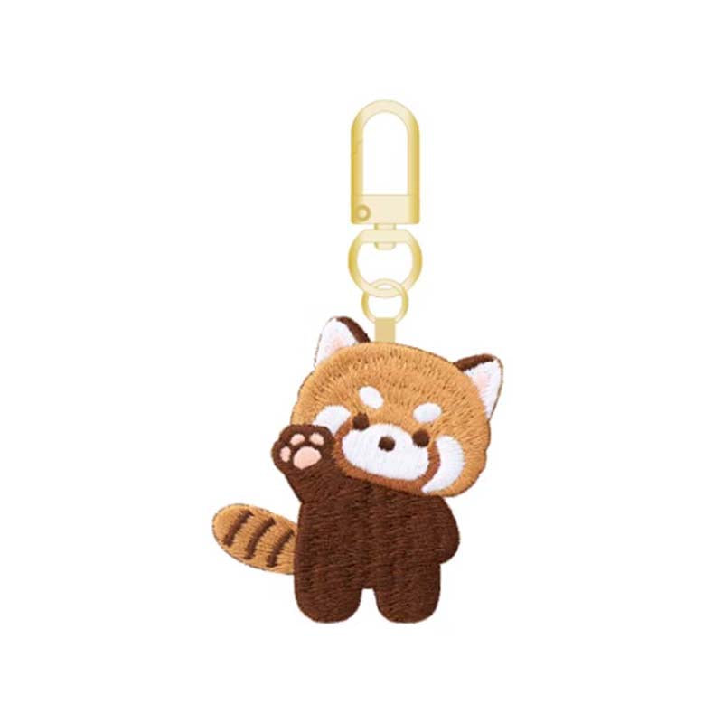 Embroidered Red Panda Keychain Cute Embroidered Lesser Panda Key Rings (5)