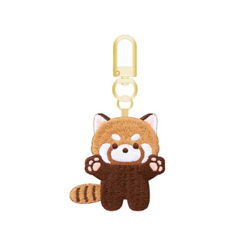 Embroidered Red Panda Keychain Cute Embroidered Lesser Panda Key Rings (6)
