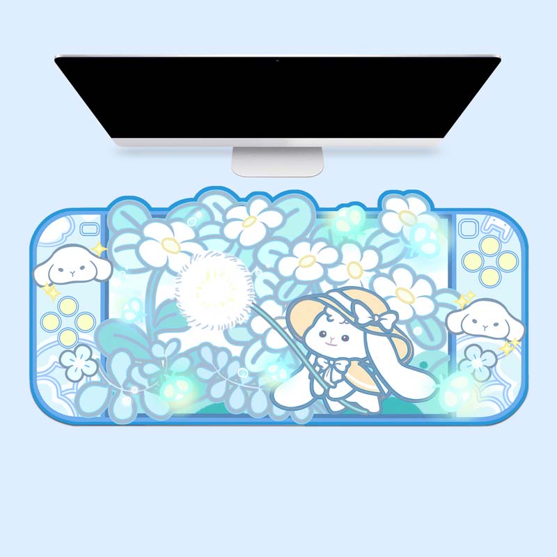 Large Bunny Desk Mat with Non-Slip Base