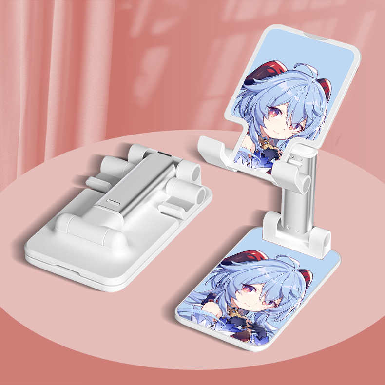 Ganyu Genshin Impact Phone Stand Chibi Genshin Fanart Foldable Desk Phone Holder (14)