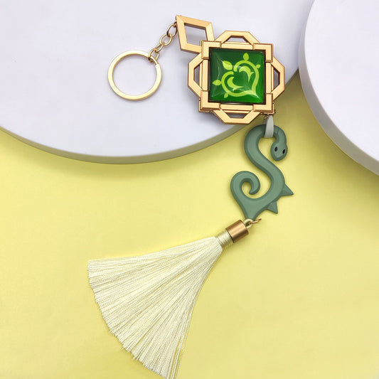 Genshin Baizhu Vision Keychain - Features Glow-in-the-Dark