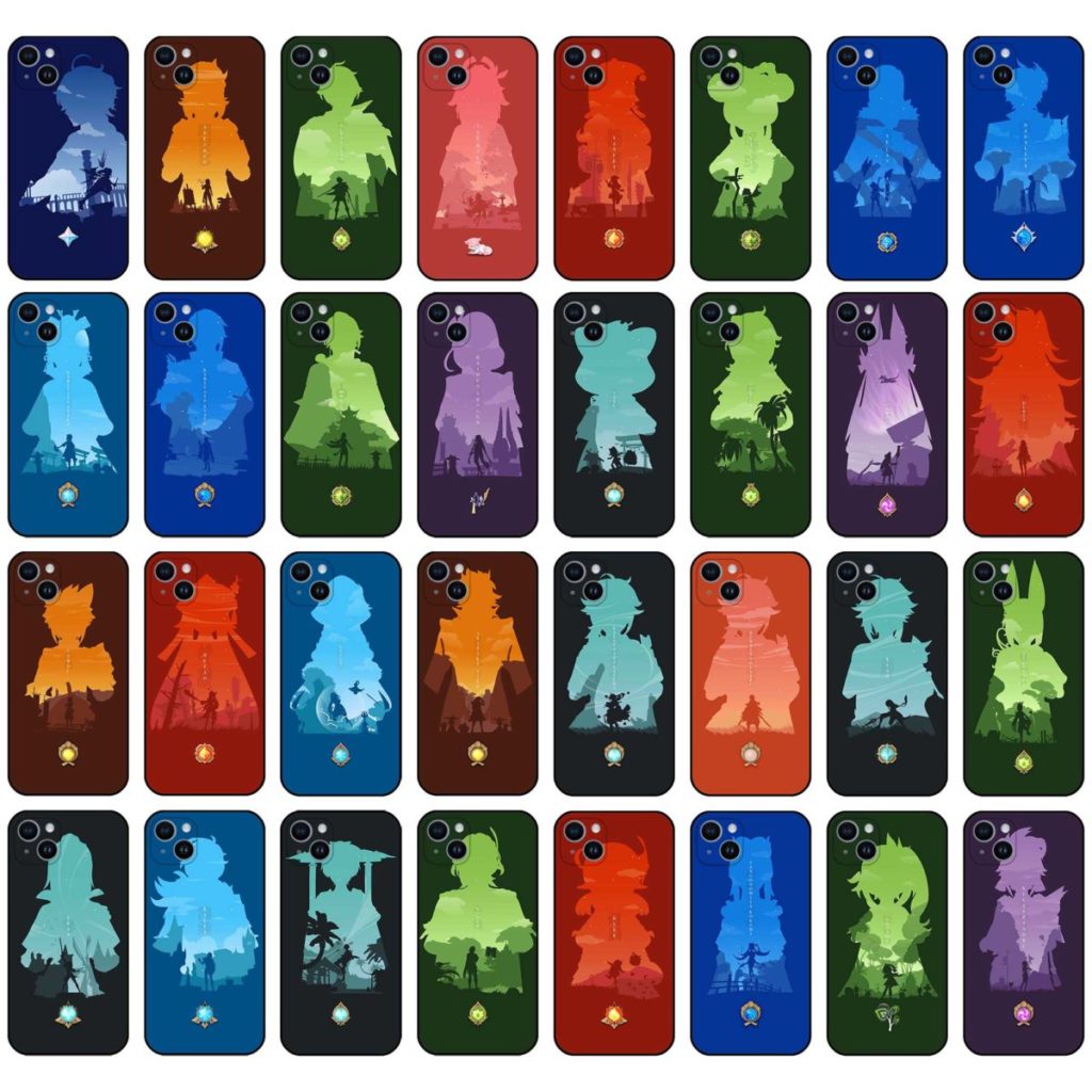 Genshin Impact Phone Case Collection featuring Silhouette Arts