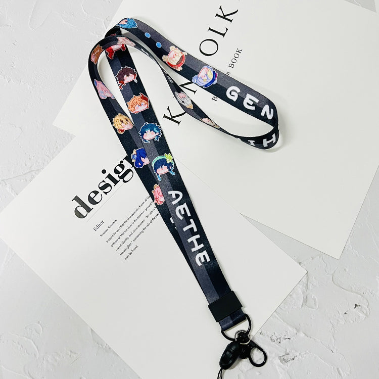 Genshin Impact Phone Lanyard Genshin Keychain Necklace Chibi Genshin Art (1)