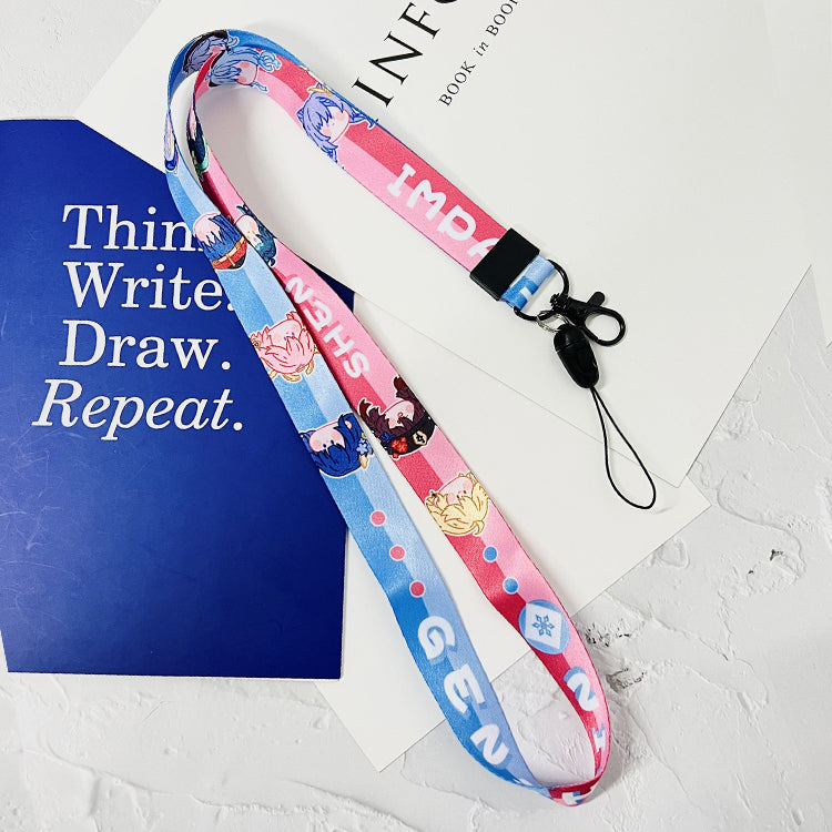 Genshin Impact Phone Lanyard Genshin Keychain Necklace Chibi Genshin Art (3)