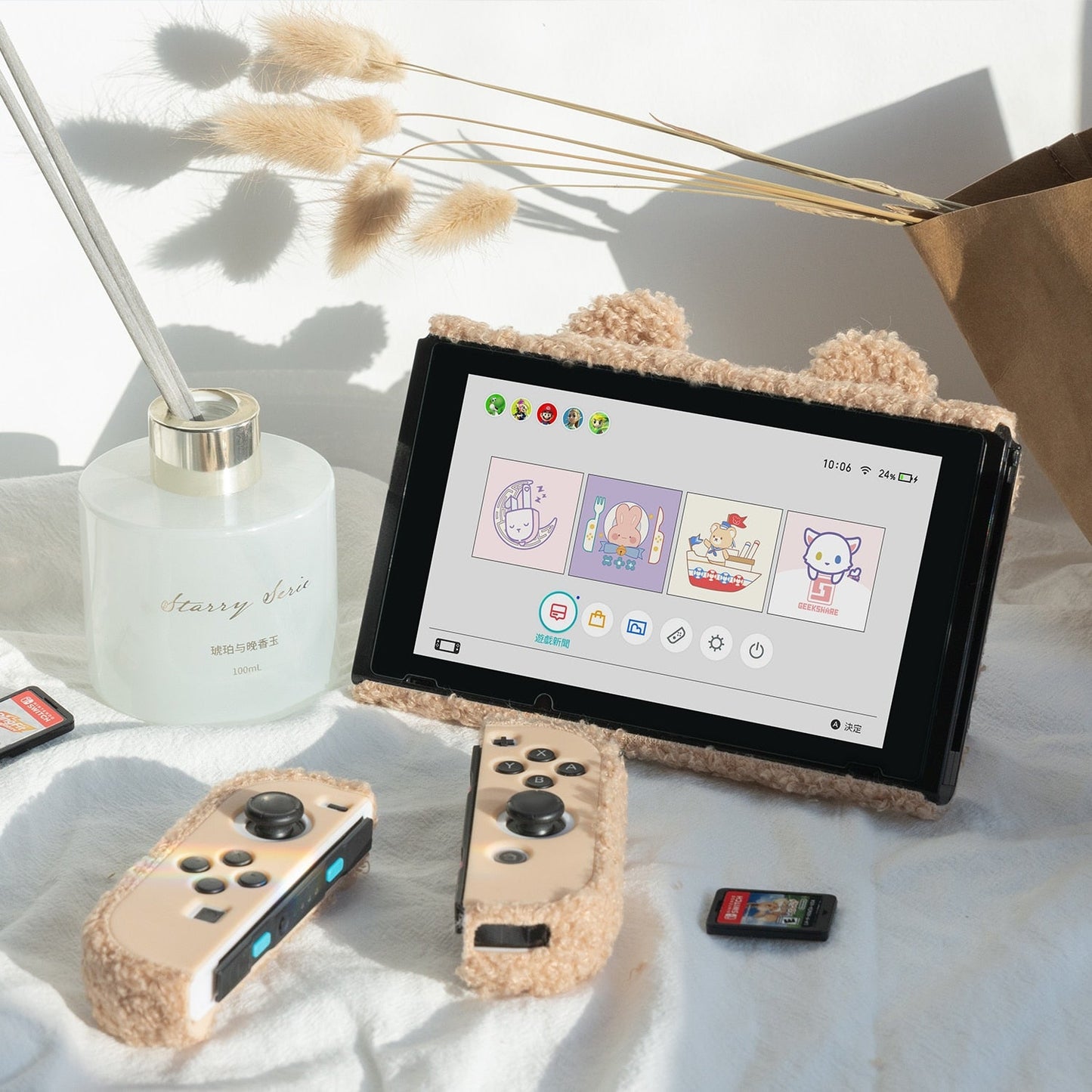 Teddy Bear Plush Switch Case with Optional Grips