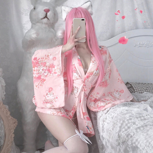 Japanese-inspired Kimono with Floral Pattern