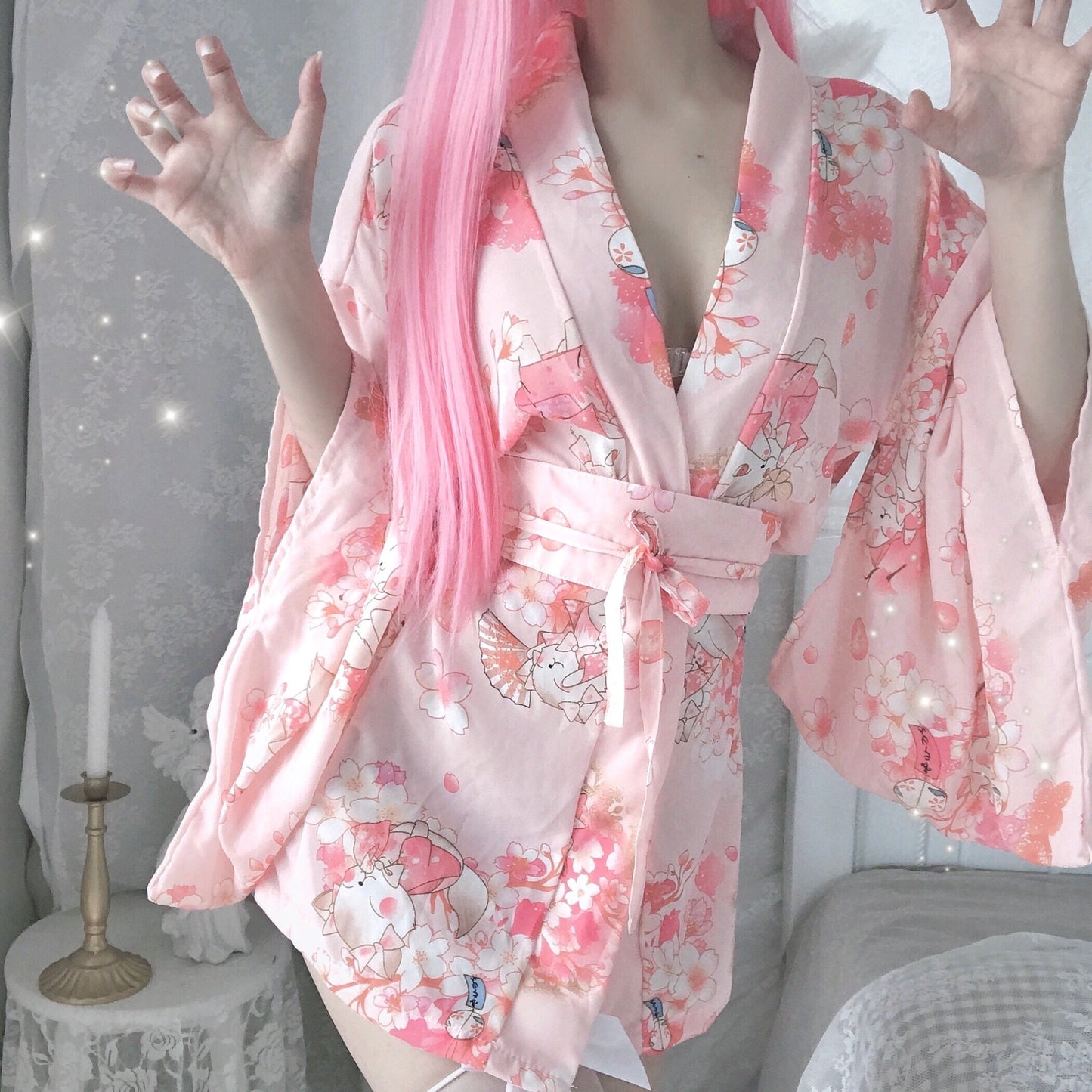 Japanese-inspired Kimono with Floral Pattern