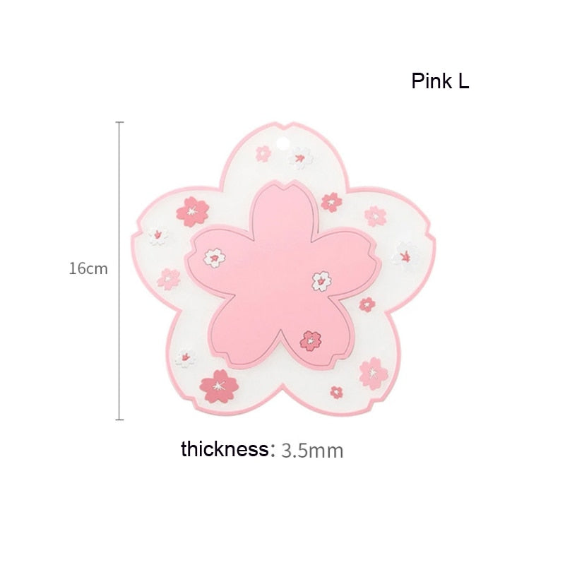 Kawaii Sakura Coffee Coaster - Silicone/Pink/White