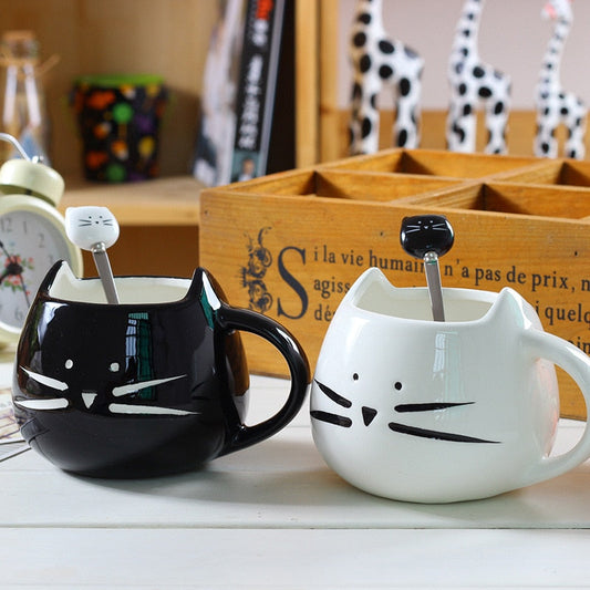 Adorable Ceramic Kitty Mug with Spoon