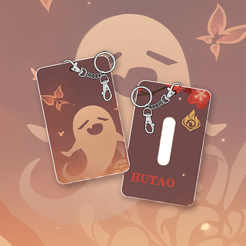 HUTAO Genshin Impact Badge Holder Genshin Student ID Holders Keychain Genshin Gifts