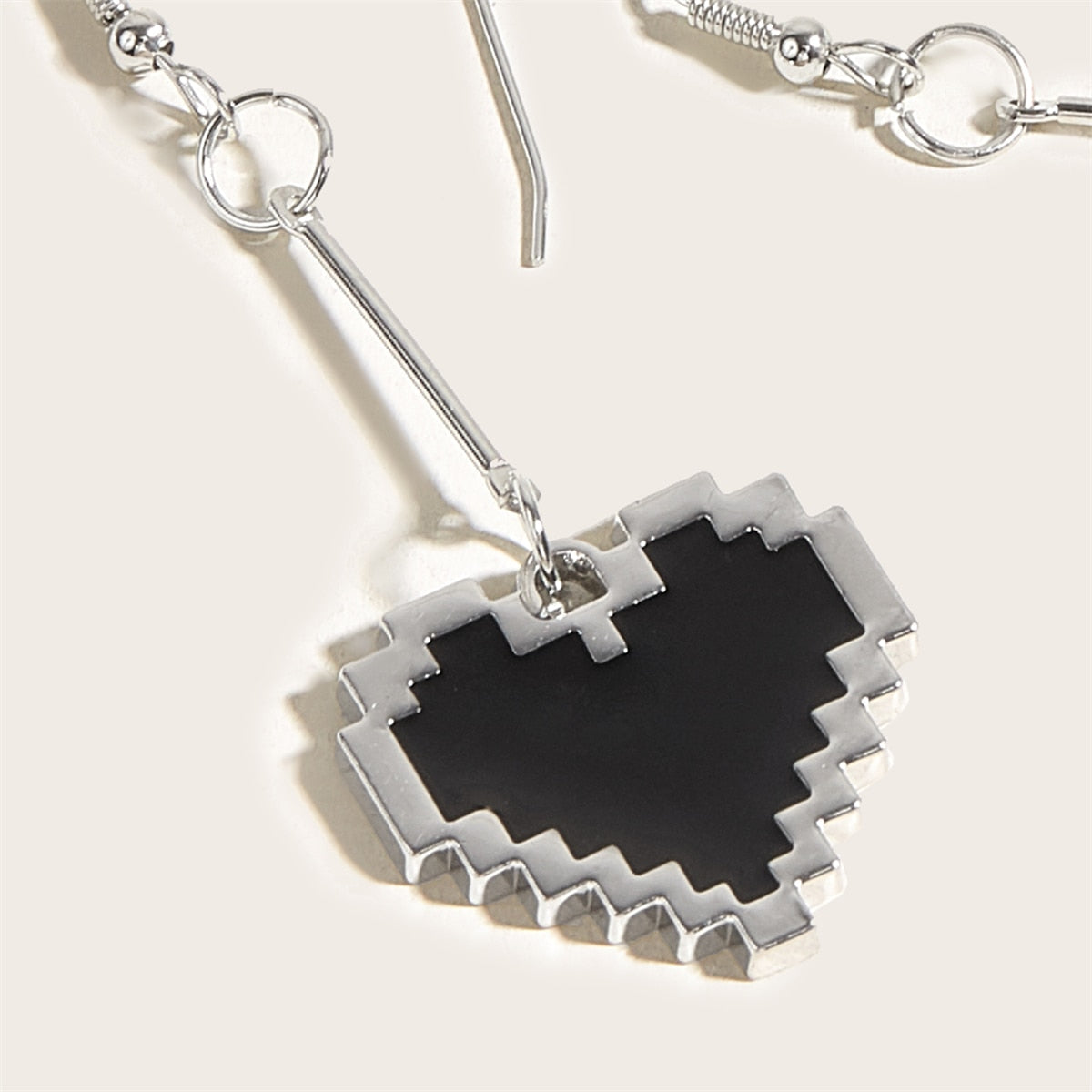 Adorkable Black Mosaic Love Pixel Earrings