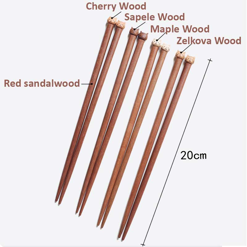 Handmade Cat Chopsticks Wood Chopstick Set Cat Lover Gifts (4)