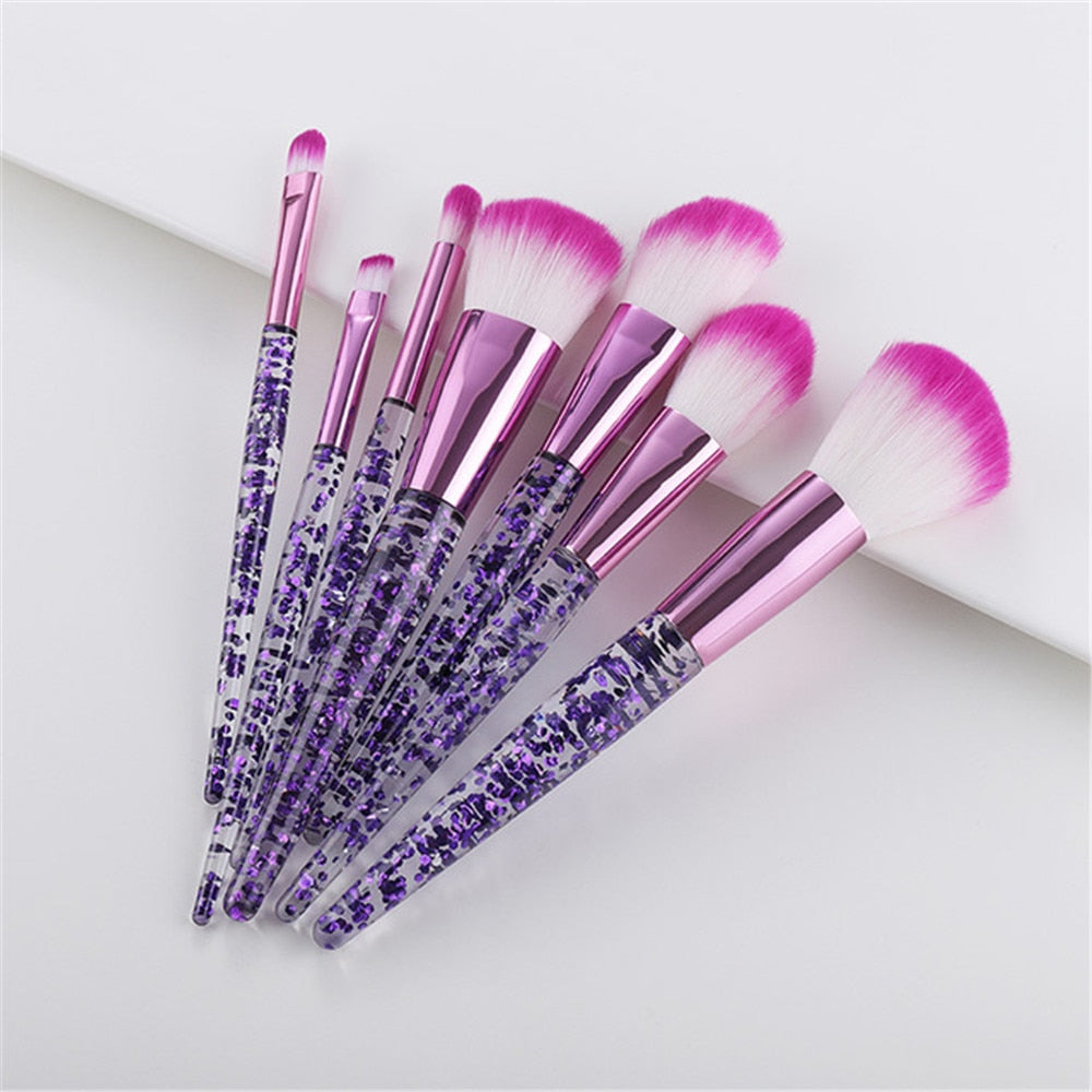 Shimmery Purple Glitter Makeup Brush Set