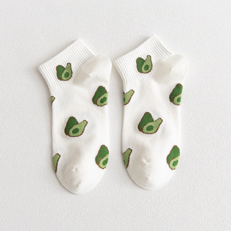 Avocado-Hued Kawaii Socks for Fashionistas