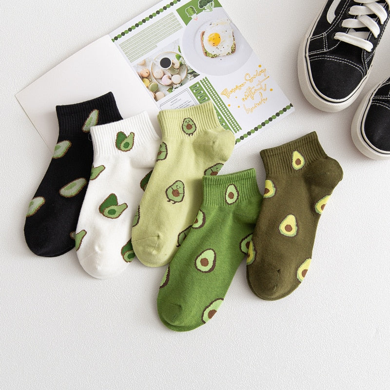Avocado-Hued Kawaii Socks for Fashionistas