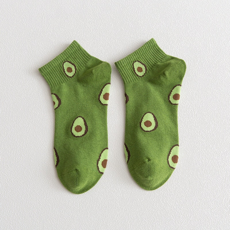 Avocado-Hued Kawaii Socks for Fashionistas