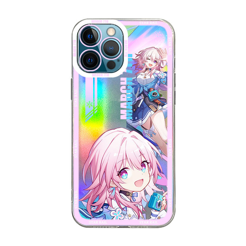 Holographic March 7thHonkai Star Rail iPhone Case Cute Star Rail OnePlus Huawei Xiaomi Oppo Case (7)