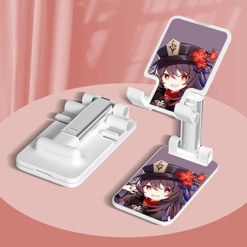 Hu Tao Genshin Impact Phone Stand Chibi Genshin Fanart Foldable Desk Phone Holder (8)