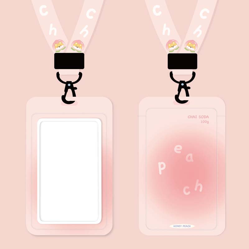 Kawaii Card Holder Lanyard Keychains Peach Fruit Art Cute Food Art Pastel Lanyard for Keys (2)