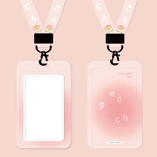Kawaii Card Holder Lanyard Keychains Peach Fruit Art Cute Food Art Pastel Lanyard for Keys (2)