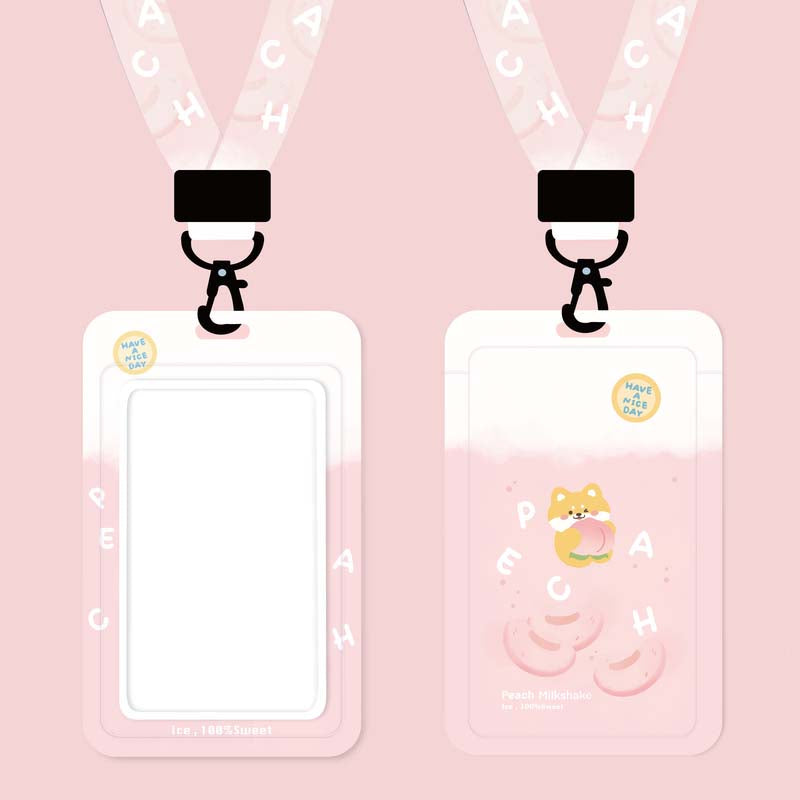 Kawaii Card Holder Lanyard Keychains Peach Fruit Art Cute Food Art Pastel Lanyard for Keys (4)