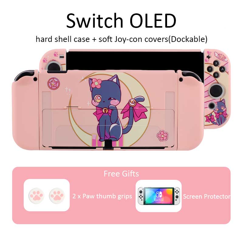Kawaii Cat Switch OLED Shell Case Dockable Switch Covers (2)